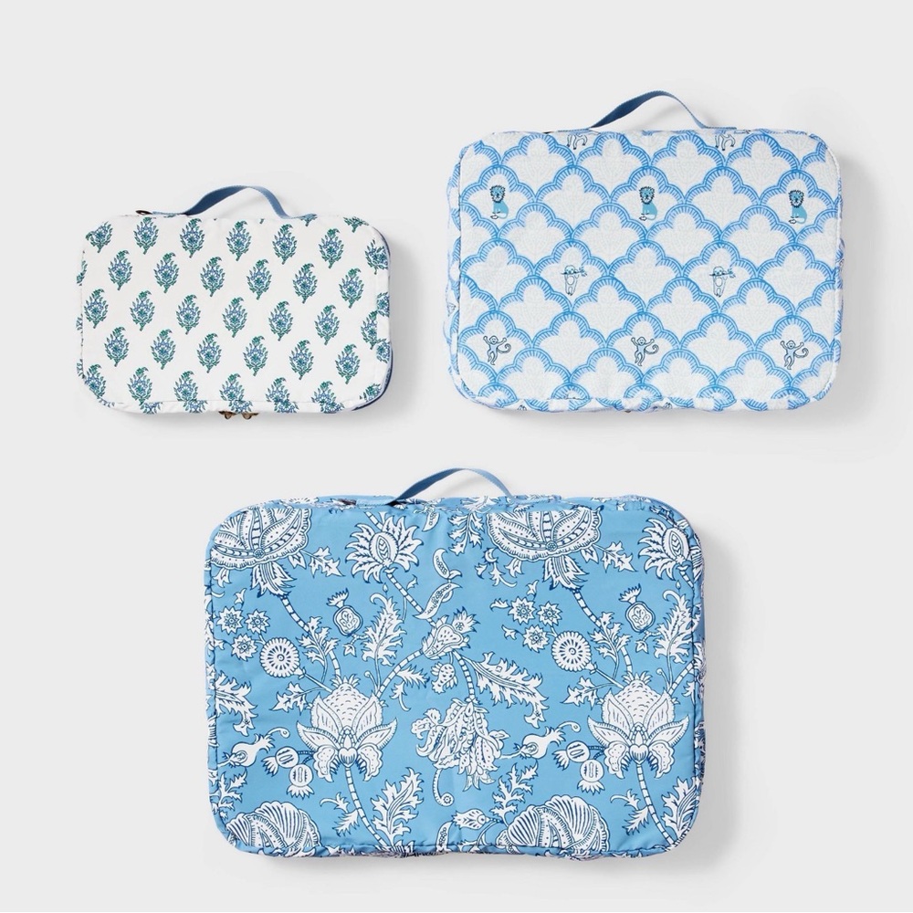 🩵🐰Roller Rabbit x Target 3pc Packing Cube Set Blue - Picture 4 of 6